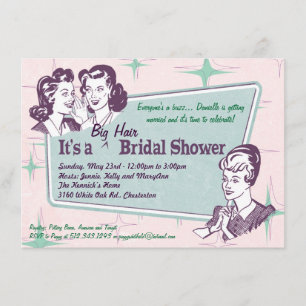 Retro Beehive Hairdo-Big Hair Bridal Shower -smlr Invitation