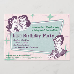 Retro Beehive Hairdo- Birthday Invitation