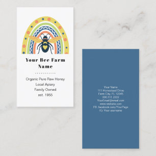 Retro Beekeeper Apiary Organic Honey Bee Rainbow Business Card