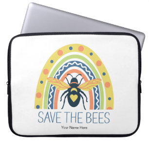 Retro Beekeeper Apiary Organic Honey Bee Rainbow Laptop Sleeve