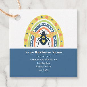 Retro Beekeeper Honey Bee Rainbow Colour Block Favour Tags