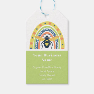 Retro Beekeeper Honey Bee Rainbow Colour Block Gift Tags