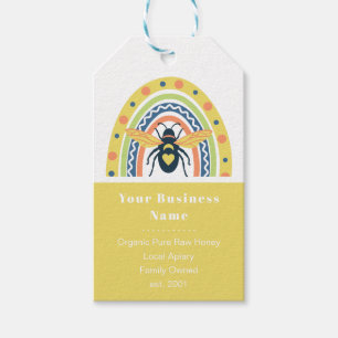 Retro Beekeeper Honey Bee Rainbow Colour Block Gift Tags