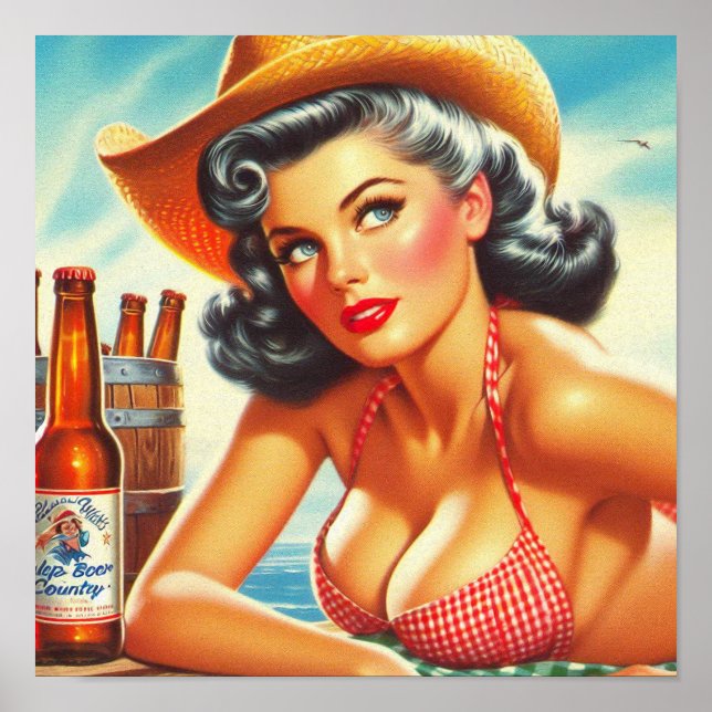 Retro Beer Country Girl Poster (Front)