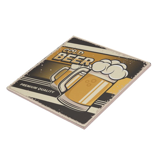 retro beer lovers word art  tile (Side)
