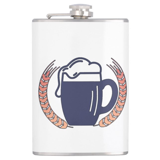 Retro Beer Mug Hip Flask (Front)