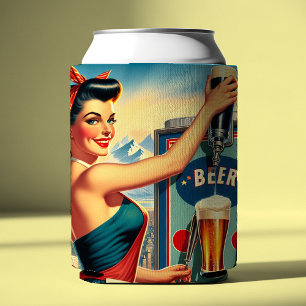 Retro Beer Pinup Can Cooler