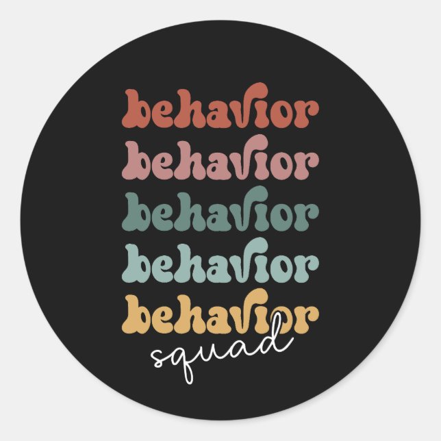 Retro Behaviour Squad Behavioural Therapist Classic Round Sticker (Front)