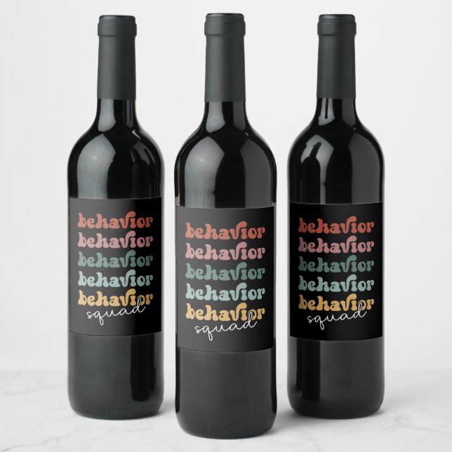 Retro Behaviour Squad Behavioural Therapist Wine Label (Bottles)