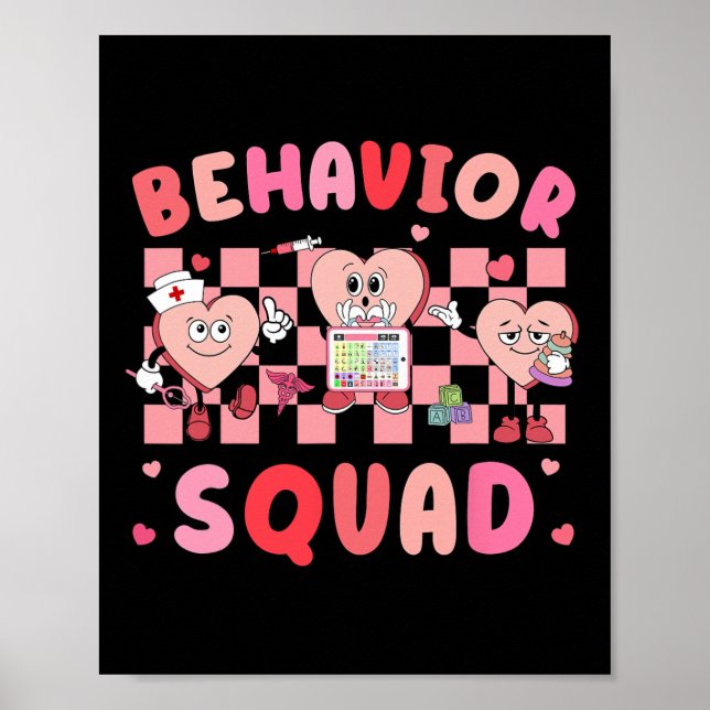 Retro Behaviour Therapist Valentine Applied Behavi Poster (Front)