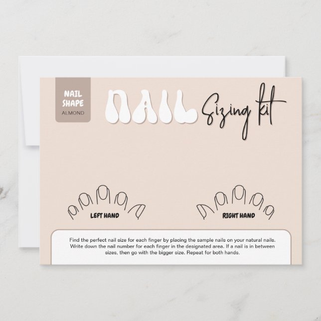 Retro Beige Acrylic Nails Sizing Kit Display Card (Front)