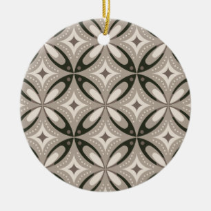 Retro Beige & Brown Geometric Shapes Ceramic Tree Decoration