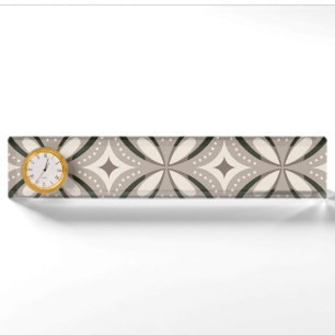 Retro Beige & Brown Geometric Shapes Nameplate