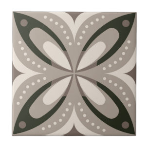 Retro Beige & Brown Geometric Shapes Tile
