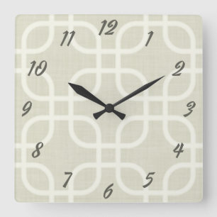 Retro Beige Geometric Square Wall Clock