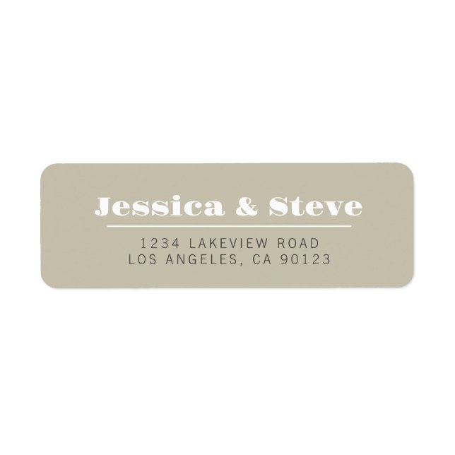 Retro Beige Grey & White Wedding Return Address (Front)