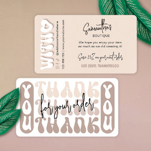 Retro Beige Modern Business Thank You Discount Enclosure Card