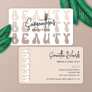 Retro Beige Modern Girly Lash Beauty Salon or Spa Business Card