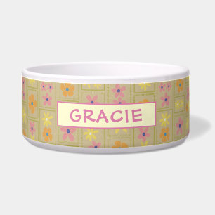 Retro Beige Patchwork Floral Custom Large Dog