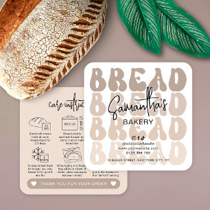 Retro Beige Trendy Sourdough Bread Care Cards
