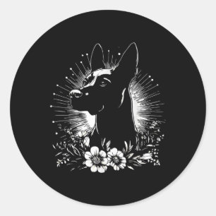 Retro Belgian Malinois Dog Lover Tattoo Style _1  Classic Round Sticker