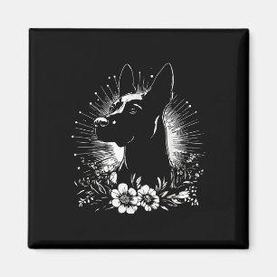 Retro Belgian Malinois Dog Lover Tattoo Style _1 Magnet