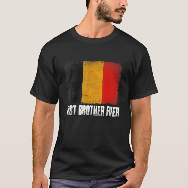 Retro Belgium Flag Best Brother Ever  Father's Day T-Shirt (Front)