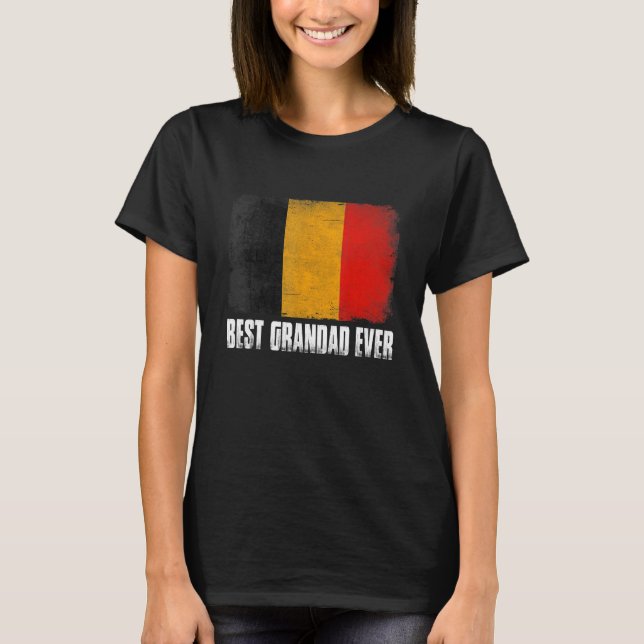 Retro Belgium Flag Best Grandad Ever  Father's Day T-Shirt (Front)