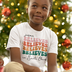 Retro believe in Santa Claus Christmas family kids T-Shirt