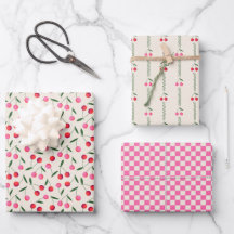 Retro Berry Cherry and Checkers on Cream