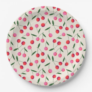 Retro Berry Cherry Birthday Party Paper Plate