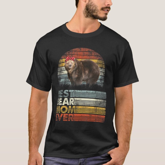 Retro Best Bear Mum Ever Animals T-Shirt (Front)