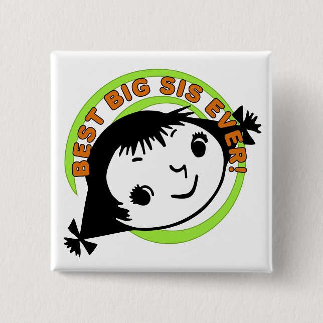 Retro Best Big Sis Ever 15 Cm Square Badge (Front)