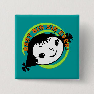 Retro Best Big Sis Ever 15 Cm Square Badge