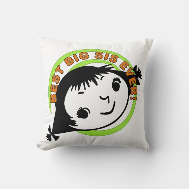 Retro Best Big Sis Ever Cushion (Front)