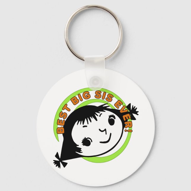 Retro Best Big Sis Ever Key Ring (Front)
