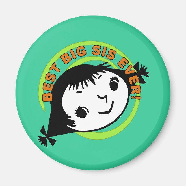 Retro Best Big Sis Ever Magnet (Front)