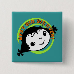 Retro Best Big Sister Ever 15 Cm Square Badge