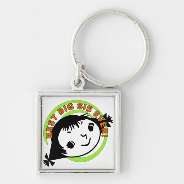 Retro Best Big Sister Ever Key Ring (Front)