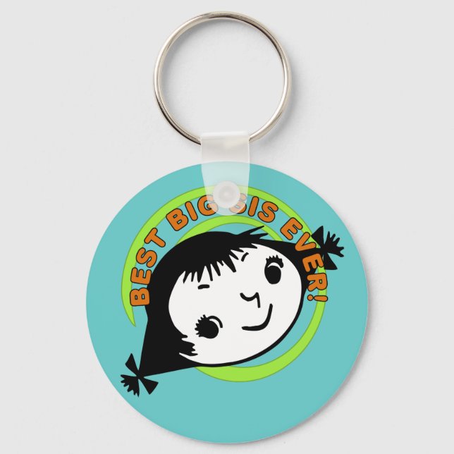 Retro Best Big Sister Ever Key Ring (Front)
