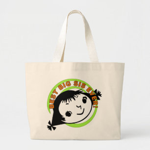 Retro Best Big Sister Ever Large Tote Bag