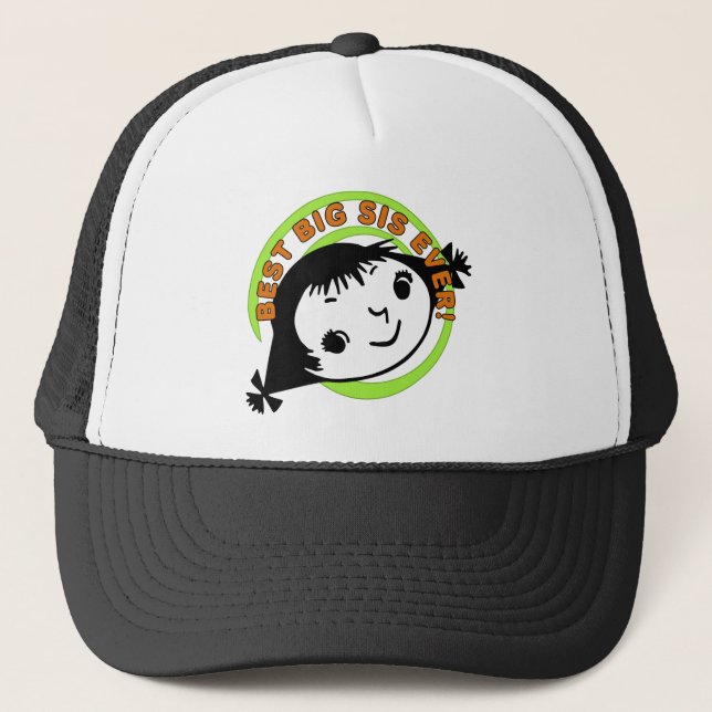 Retro Best Big Sister Ever Trucker Hat (Front)