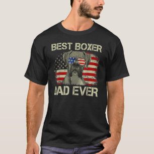 Retro Best Boxer Dad Ever US Flag Dog Lover Father T-Shirt