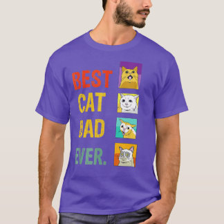 Retro Best Cat Dad Ever Funny Meow cat Kitty Cat D T-Shirt