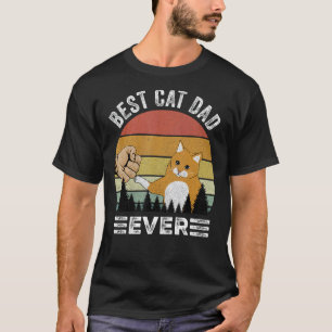 Retro Best Cat Dad Ever Shirt Gifts Funny Cat Dadd