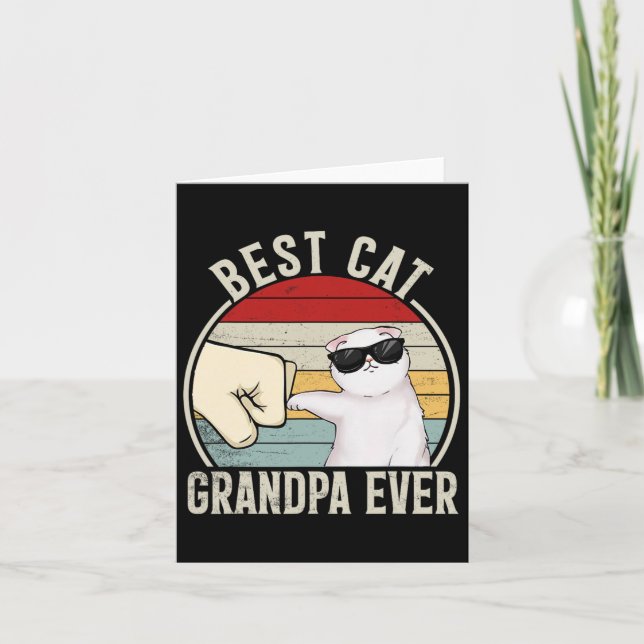 Retro Best Cat Grandpa Ever Funny Fist Bump Grandd Card (Front)