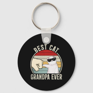 Retro Best Cat Grandpa Ever Funny Fist Bump Grandd Key Ring