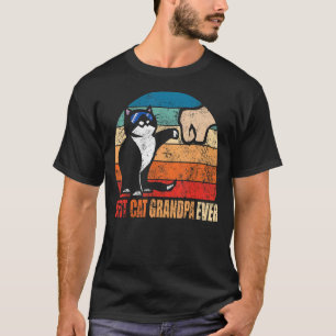 Retro Best Cat Grandpa Ever Funny Fist Bump Grandd T-Shirt