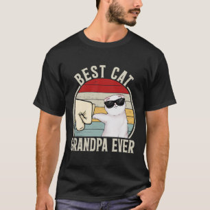 Retro Best Cat Grandpa Ever Funny Fist Bump Grandd T-Shirt