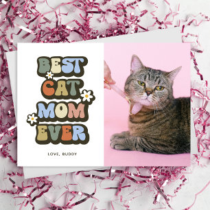 Retro Best Cat Mum Birthday Mothers Day Card